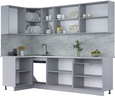 Готовая кухня Интерлиния Мила Лайт 1.2x2.6 (персидский жемчуг/бетон портленд/серый каспий)