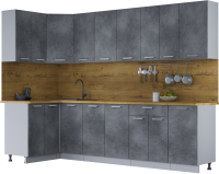 Кухонный гарнитур Интерлиния Мила Лайт 1.2x2.8 (бетон потленд/бетон портленд/дуб бунратти) - 