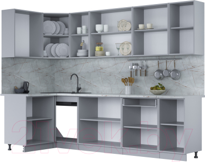 Готовая кухня Интерлиния Мила Лайт 1.2x2.8 (персидский жемчуг/бетон портленд/серый каспий)