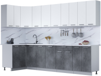Кухонный гарнитур Интерлиния Мила Лайт 1.2x3.0 (белый платинум/бетон портленд/белый гранит) - 