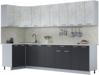 Кухонный гарнитур Интерлиния Мила Лайт 1.2x3.0 (бетон лайт/антрацит/опал светлый) - 