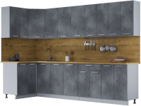 Готовая кухня Интерлиния Мила Лайт 1.2x3.0 (бетон потленд/бетон портленд/дуб бунратти) - 
