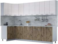 Кухонный гарнитур Интерлиния Мила Лайт 1.2x3.0 (вудлайн кремовый/дуб веллингтон/серый каспий) - 