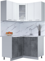 Кухонный гарнитур Интерлиния Мила 12x12 (белый платинум/бетон портленд/белый гранит) - 