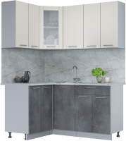 Кухонный гарнитур Интерлиния Мила 12x16 (персидский жемчуг/бетон портленд/серый каспий) - 