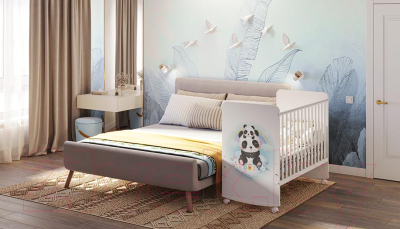 Детская кроватка Фея Милые панды 702 / 0002757.9.19 (белый)