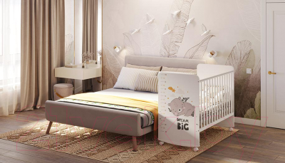 Детская кроватка Фея Спящий мишка 702 / 0002757.9.17 (белый)