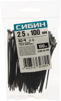 Стяжка для кабеля Сибин 100x2.5мм / 3788-25-100 (100шт, черный) - 