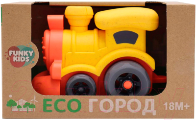 Автомобиль игрушечный Funky Toys Эко-машинка Поезд / FT0416349-2 (желтый)