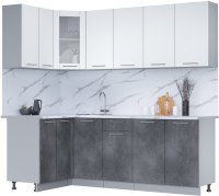 Кухонный гарнитур Интерлиния Мила 12x22 (белый платинум/бетон портленд/белый гранит) - 