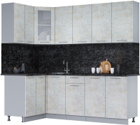Кухонный гарнитур Интерлиния Мила 12x22 (бетон лайт/бетон лайт/кастилло темный) - 