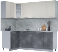 Кухонный гарнитур Интерлиния Мила 12x22 (персидский жемчуг/бетон портленд/серый каспий) - 