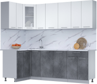Кухонный гарнитур Интерлиния Мила 12x23 (белый платинум/бетон портленд/белый гранит) - 