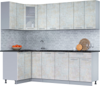 Кухонный гарнитур Интерлиния Мила 12x23 (бетон лайт/бетон лайт/кастилло темный) - 