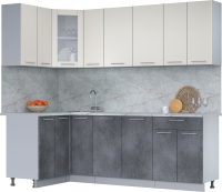 Кухонный гарнитур Интерлиния Мила 12x23 (персидский жемчуг/бетон портленд/серый каспий) - 