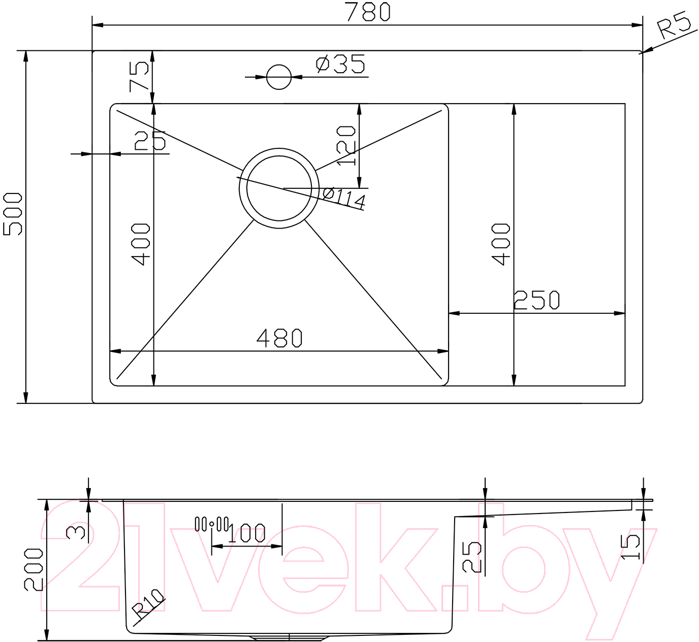 Мойка кухонная Mixline Pro 552918