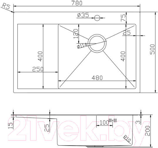 Мойка кухонная Mixline Pro 552923