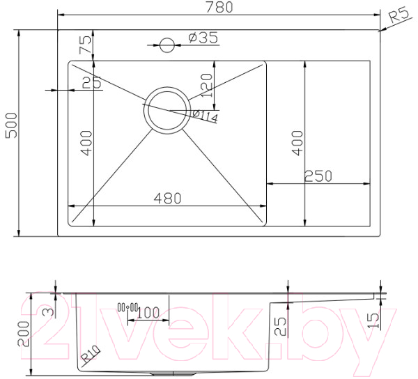 Мойка кухонная Mixline Pro 552921