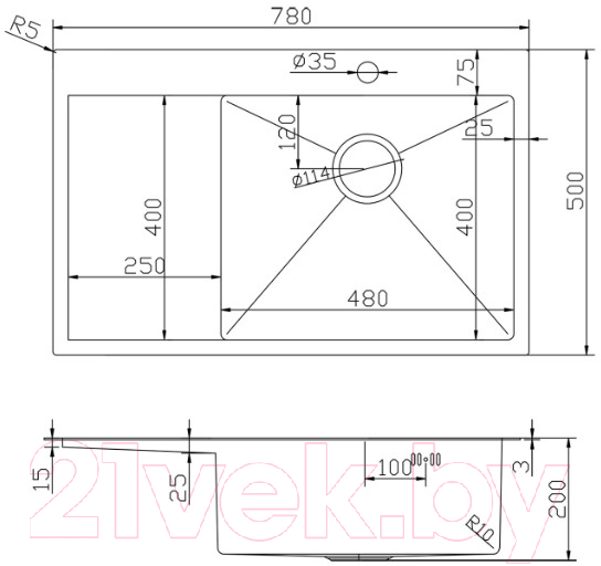 Мойка кухонная Mixline Pro 552920