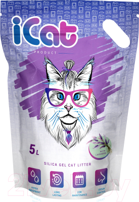 Наполнитель для туалета iCat Lavander силикагелевый (5л)