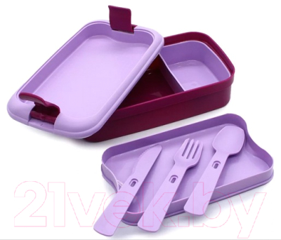 Ланч-бокс Curver Foodkeeper Rectangular With Cutlery / 225059 (фиолетовый)