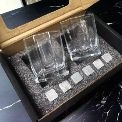 Набор для виски AMIRO  ABW-001 (2 стакана, 6 камней)