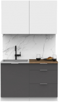 Кухонный гарнитур Интермебель Микс Топ-1 1.2м (белый премиум/графит серый/дуб вотан) - 