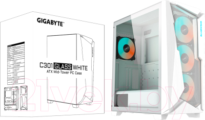 Корпус для компьютера Gigabyte C301 Glass White