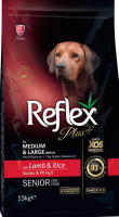 Сухой корм для собак Reflex Plus Для старых собак средних и крупных пород с ягненком и рисом (15кг) - 