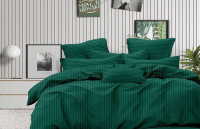 Комплект постельного белья LUXOR Полоса 1x1 19-5420 2.0 с европростыней (изумруд, сатин-страйп) - 