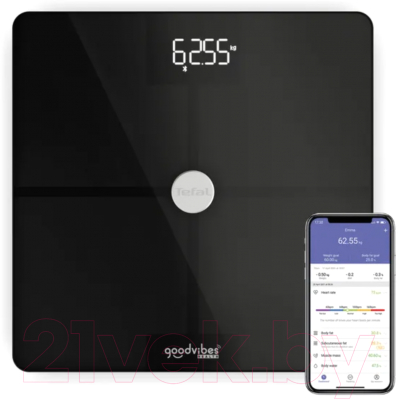 Напольные весы электронные Tefal Goodvibes Health BM9660S1 (черный)