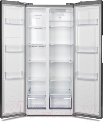 Холодильник с морозильником Hyundai CS4502F (нержавеющая сталь)
