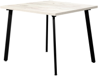 Обеденный стол Millwood Шанхай 100x100x75 (дуб белый Craft/металл черный) - 