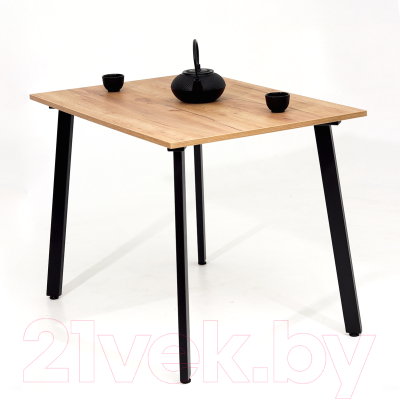Обеденный стол Millwood Шанхай 110x110x75 (дуб золотой Craft/металл черный)