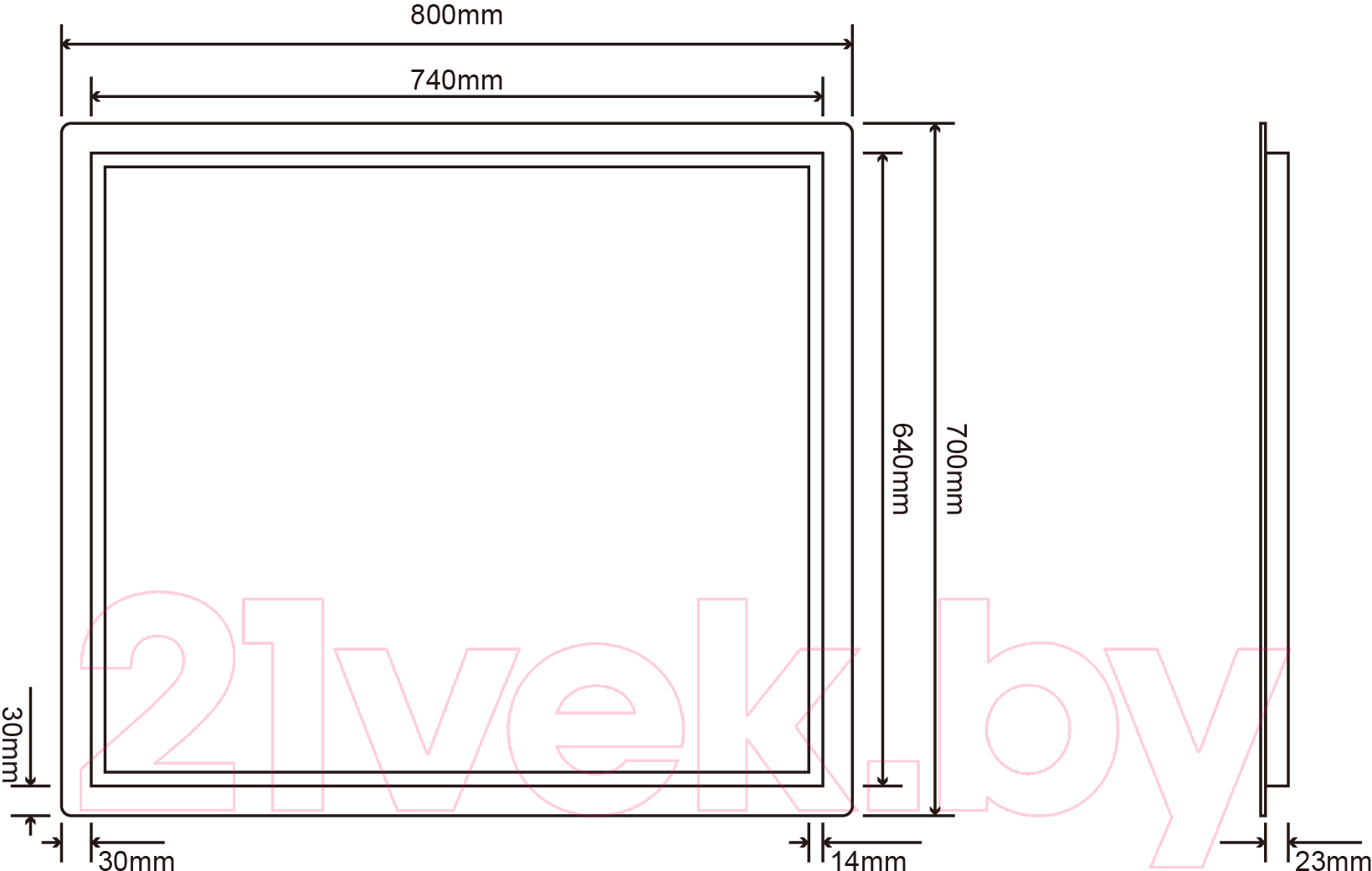 Зеркало Roxen Pure 510175-80AF