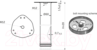 Комплект ножек для стола AKS 60x60 h-710 (белый)