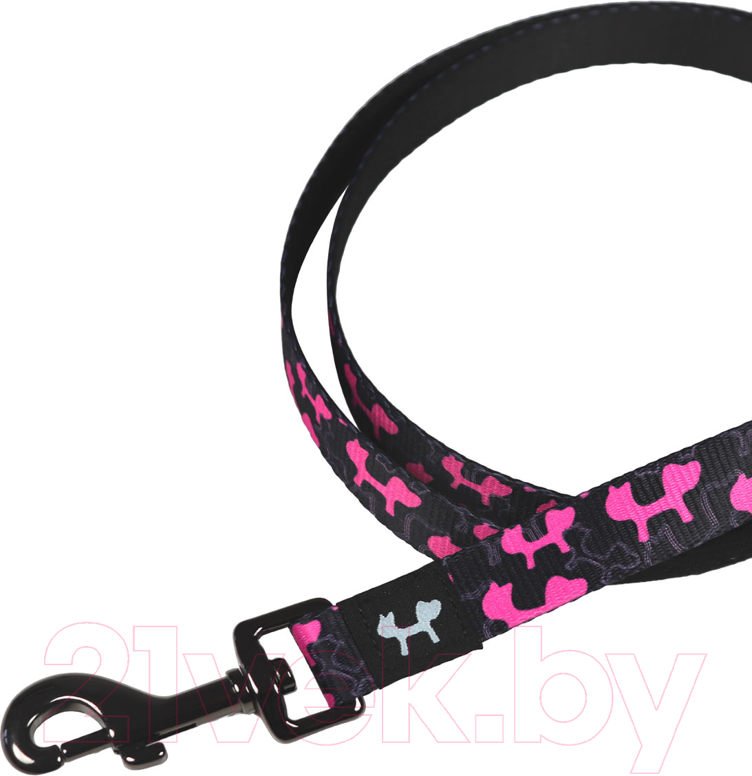 Поводок United Pets Complete Me Identity 140см, 2см (черный/розовый) — фото 2