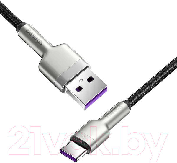 Кабель Baseus Cafule Series Metal Data Cable USB To Type-C / CAKF000001 (0.25м, черный) — фото 2