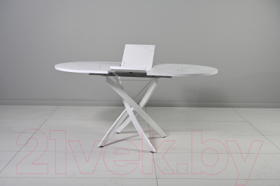 Обеденный стол Мир стульев №31 120x80/30 (жемчужный перито/белый муар)