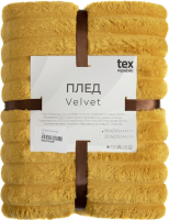 Плед TexRepublic Velvet Крупный рубчик Евро / 94662 (желтый) - 