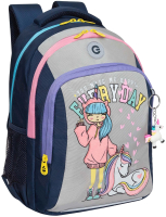 Школьный рюкзак Grizzly RG-461-2 (синий/светло-серый) - 