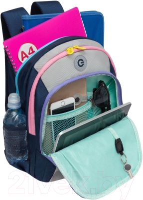 Школьный рюкзак Grizzly RG-461-2 (синий/светло-серый)