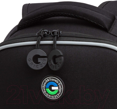 Школьный рюкзак Grizzly RAw-497-2 (черный/салатовый)