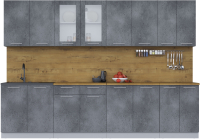 Кухонный гарнитур Интерлиния Мила 30 (бетон потленд/бетон портленд/дуб бунратти) - 