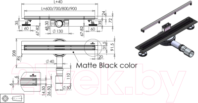 Трап для душа Roxen Black Slim 91070-90