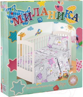 Комплект постельный для малышей Milanika Мяу-мяу Детство (бязь)