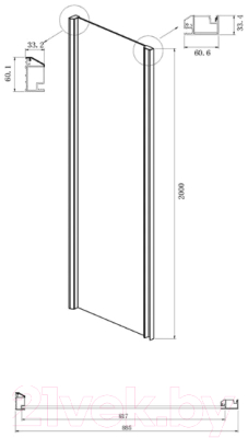 Душевая стенка Ambassador Intense 90x200 / 90IX