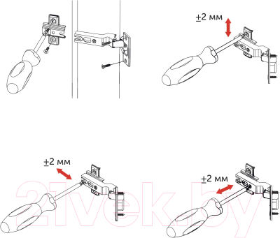Петля мебельная AKS 90 градусов без доводчика 45мм планка h2 slide-on б/еврошурупа (угловая)