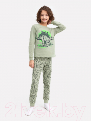 Пижама детская Mark Formelle 563311 (р.128-64, зеленый чай/динозавры на зеленом)