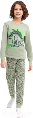 Пижама детская Mark Formelle 563311 (р.146-72, зеленый чай/динозавры на зеленом)